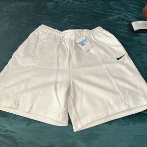 White Loose Fit High Rise Nike Shorts
